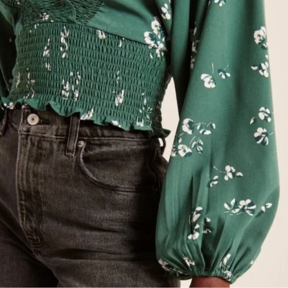 Abercrombie Long Sleeved Smocked Wrap Front Top, size L - Picture 8 of 8